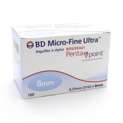 BD Micro-Fine Ultra Aiguilles à Stylo Stériles 8 mm x 100