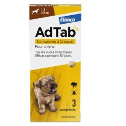 AdTab 3 comprimés à croquer Antiparasitaire pour chiens de 1,3kg-2,5kg