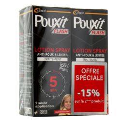 Pouxit Flash lotion spray anti-poux & lentes 150mL X2