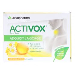 Activox Pastilles sans sucre Miel Citron x 24