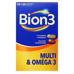 Bion3 Multi et Omega 3 vitamines et minéraux 60 comprimés et capsules