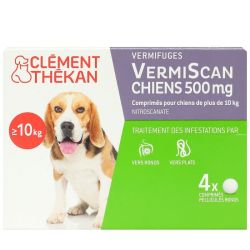 Vermiscan 500mg vermifuge chien jusqu'à 45kg 4 comprimés