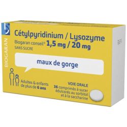 Cétylpyridinium 1.5 mg / Lysozyme 20mg