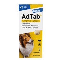 AdTab 3 comprimés à croquer Antiparasitaires  pour chiens 22kg-45kg