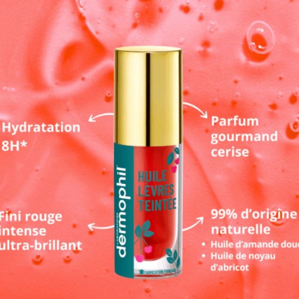 Dermophil huile a lèvres teintée rouge 5 ml