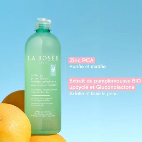 La Rosée Recharge gel nettoyant anti imperfection 400ml
