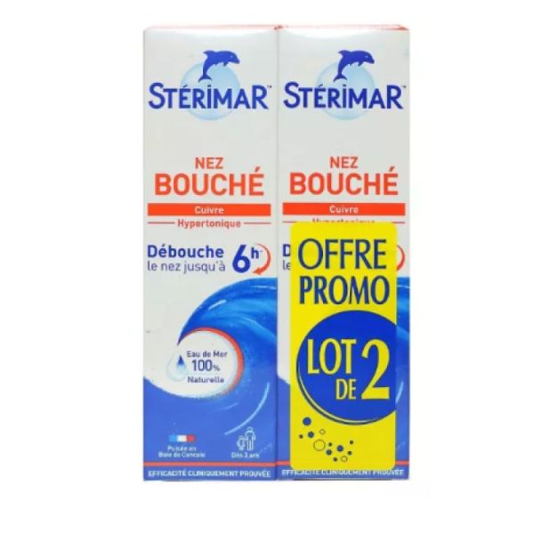 Stérimar nez bouché spray hypertonique cuivre lot 2x100ml