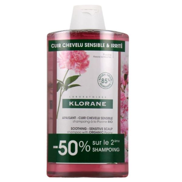 Klorane shampoing apaisant pivoine 2x400ml