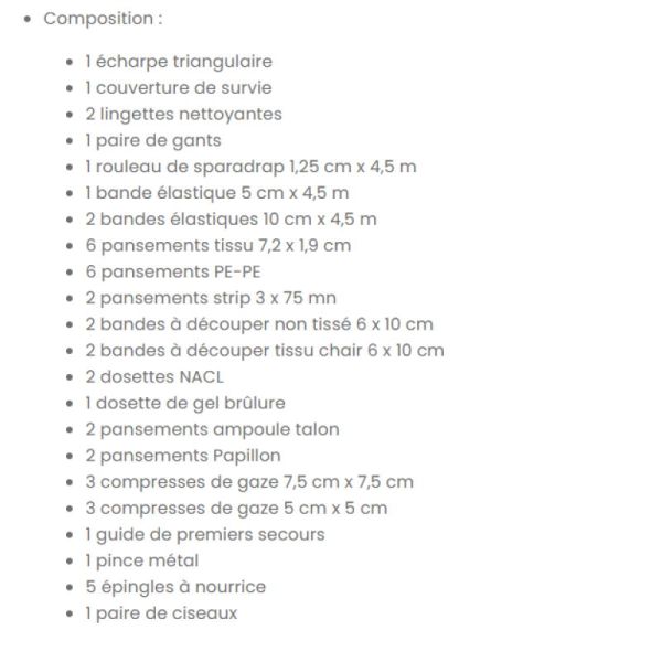 Trousse de Secours