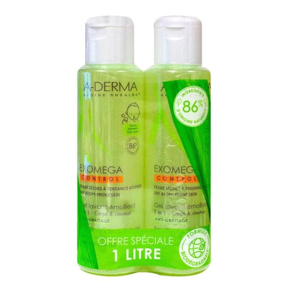 A Derma Exomega Control Gel nettoyant 2x500ml