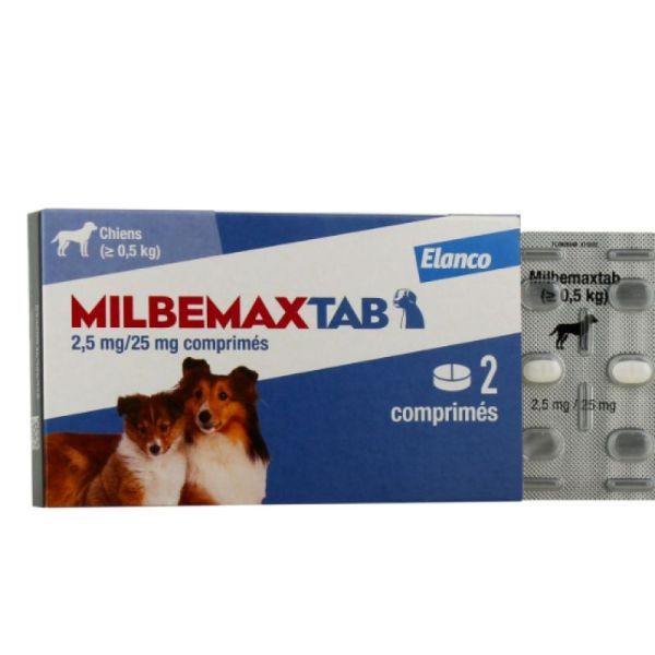 Elanco Milbemaxtab 2 comprimés chiens ≥  0,5kg