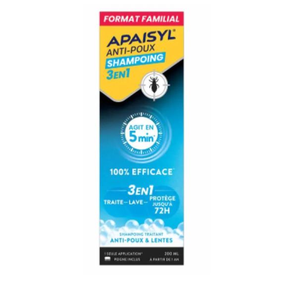 Apaisyl shampoing anti poux 3 en 1 format familial