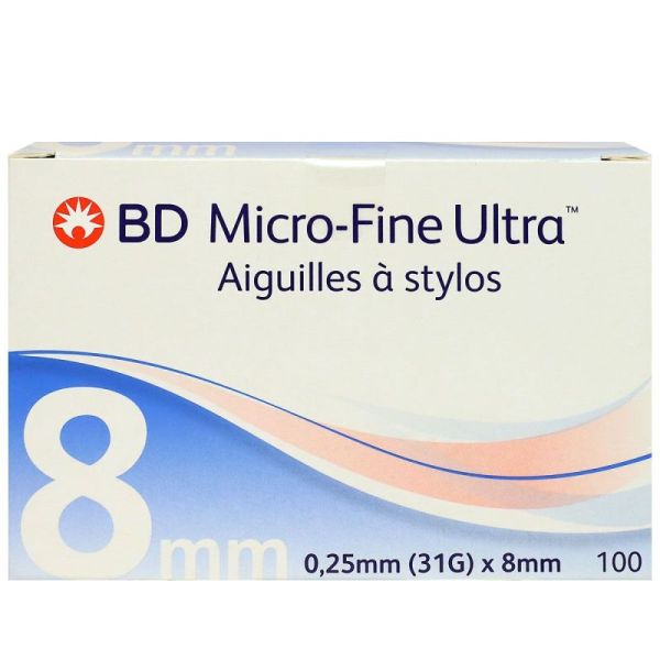 BD Micro-Fine Ultra Aiguilles à Stylo Stériles 8 mm x 100