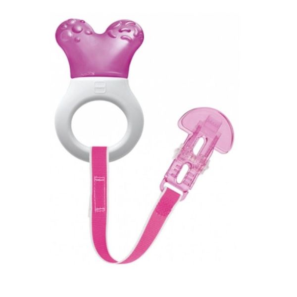 MAM anneau de dentition réfrigérant avec attache 2 mois et + Rose