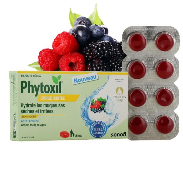 Pharmaservices - Phytoxil gorge irritée goût fruits rouges boite de 16  pastilles à sucer
